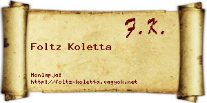 Foltz Koletta névjegykártya